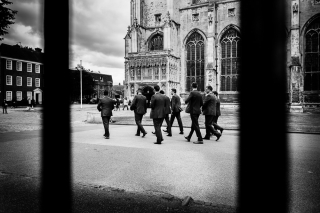 The groomsmen on route to The old Kent Barn wedding
