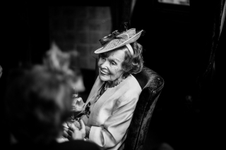 profile of grandmother in black and white