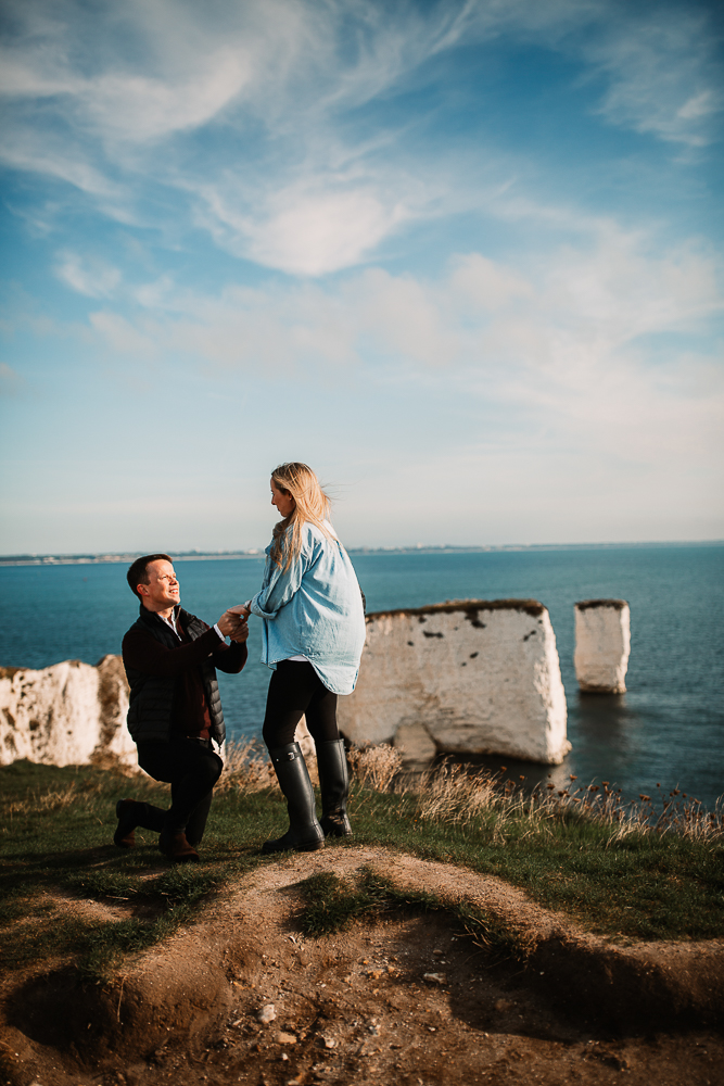 Old Harry Rocks Surprise Engagement Photoshoot