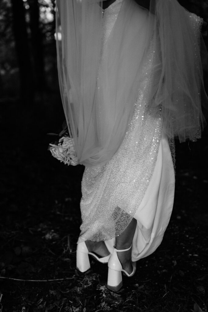 detail shot of brides shoes